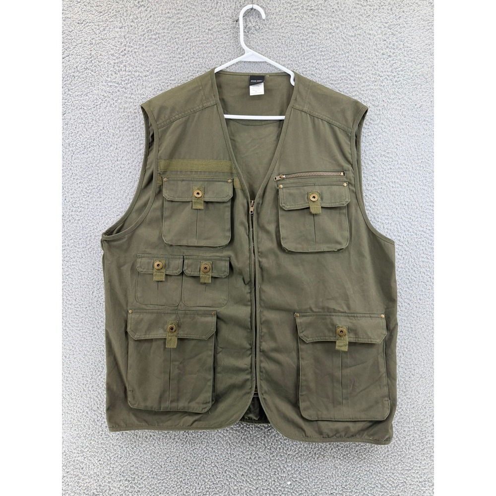 Stone Creek Men's Multi-Pocket Vest XL Olive Green Fishing‎ Hunting Utility